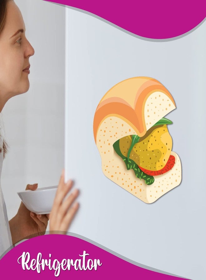Bhai Please Vada Pav Wooden Fridge Magnet (Pack of 1) Food and Drinks Gift and Decoration - Image 4